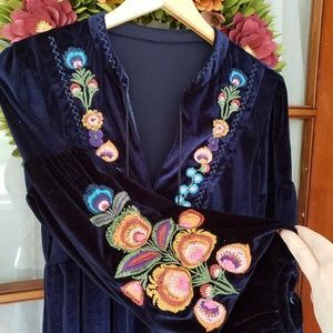 ZARA Velvet Dress Embroidered